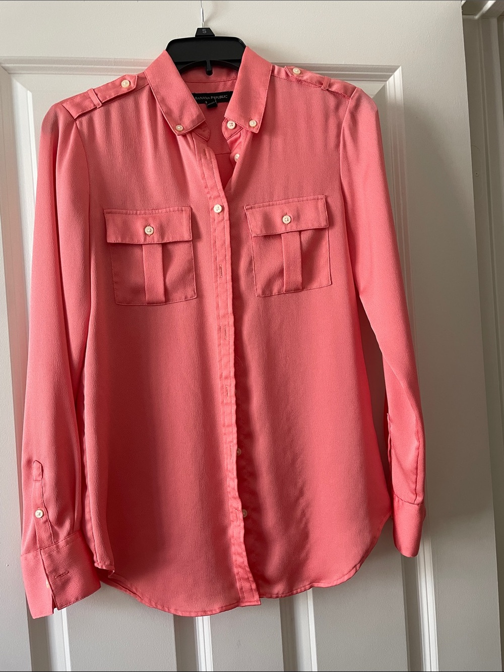 BR Coral Button-Up Pocket Blouse